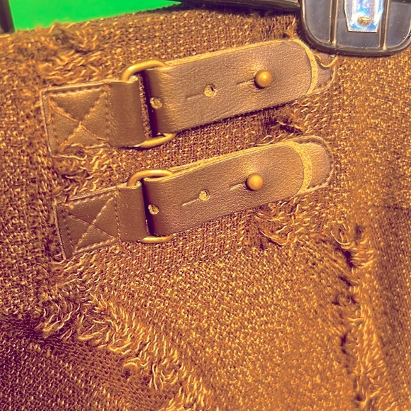 Size 8 Tribal Leather Elements Side Zipper Very Elegant Brown Skirt 52% Wool - Picture 9 of 16